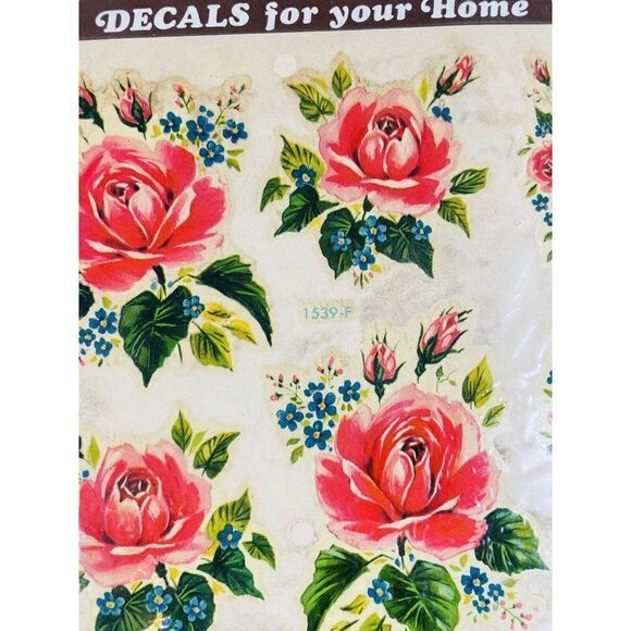 NOS Vintage 1976 Meyercord Decals Roses Flowers Floral Kitschy Transfer Crafts - Picture 3 of 5